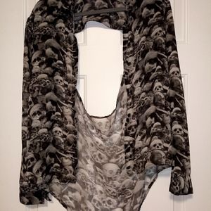 Gothic style open back button down blouse